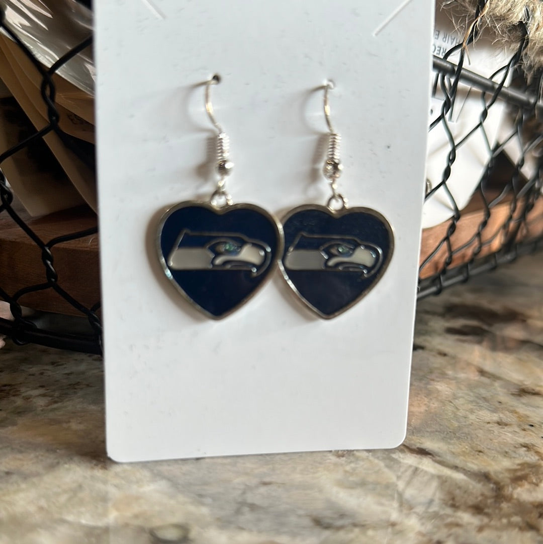 Seattle Seahawks Heart Earrings