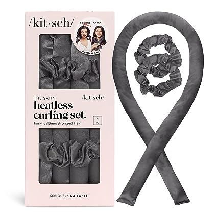 Satin Heatless Curling Set - CHARCOAL