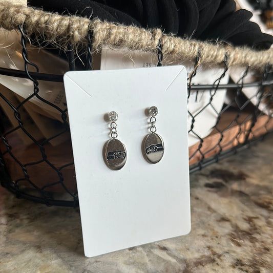 Seattle Seahawks Drop CZ Earrings