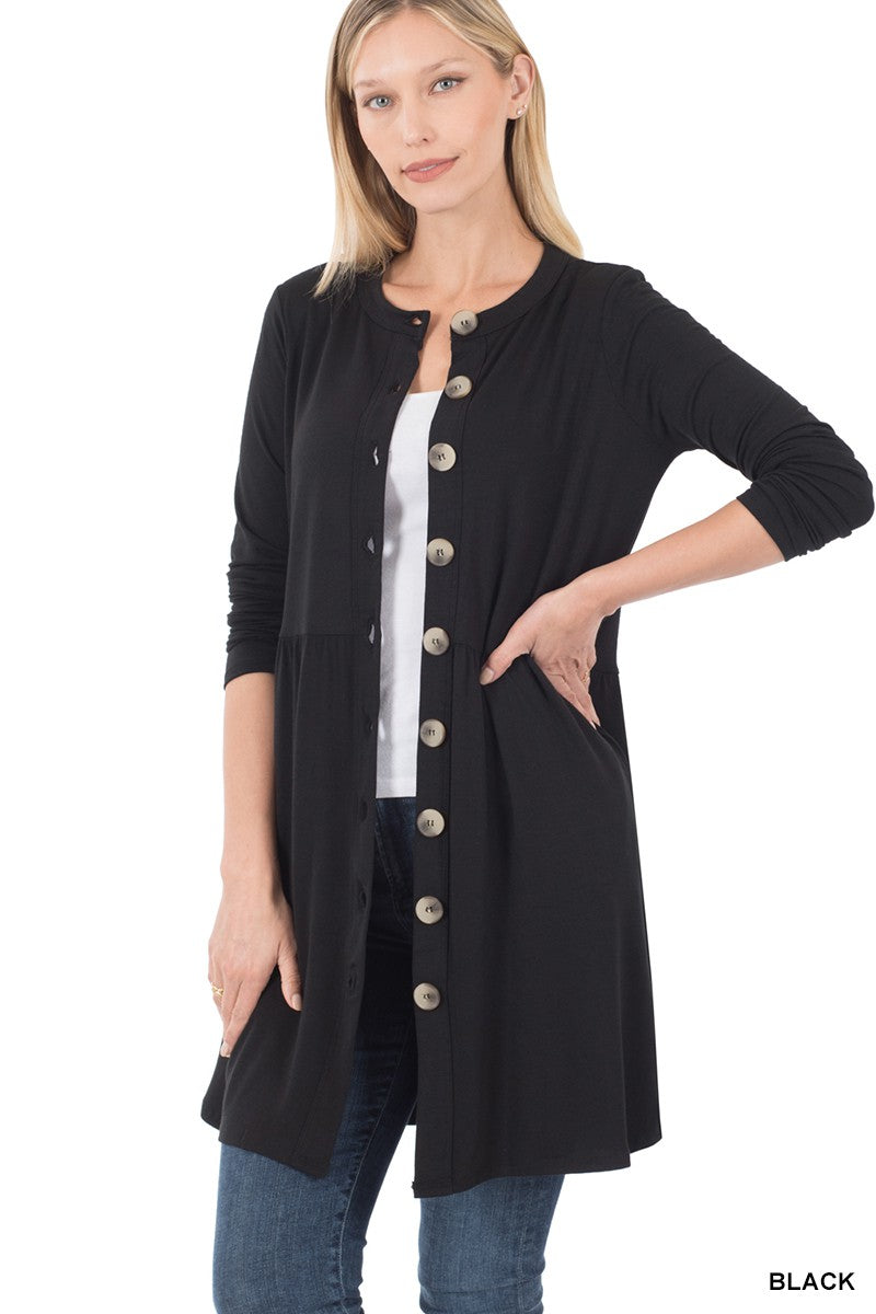 BUTTONED CARDIGAN W/ SIDE POCKETS