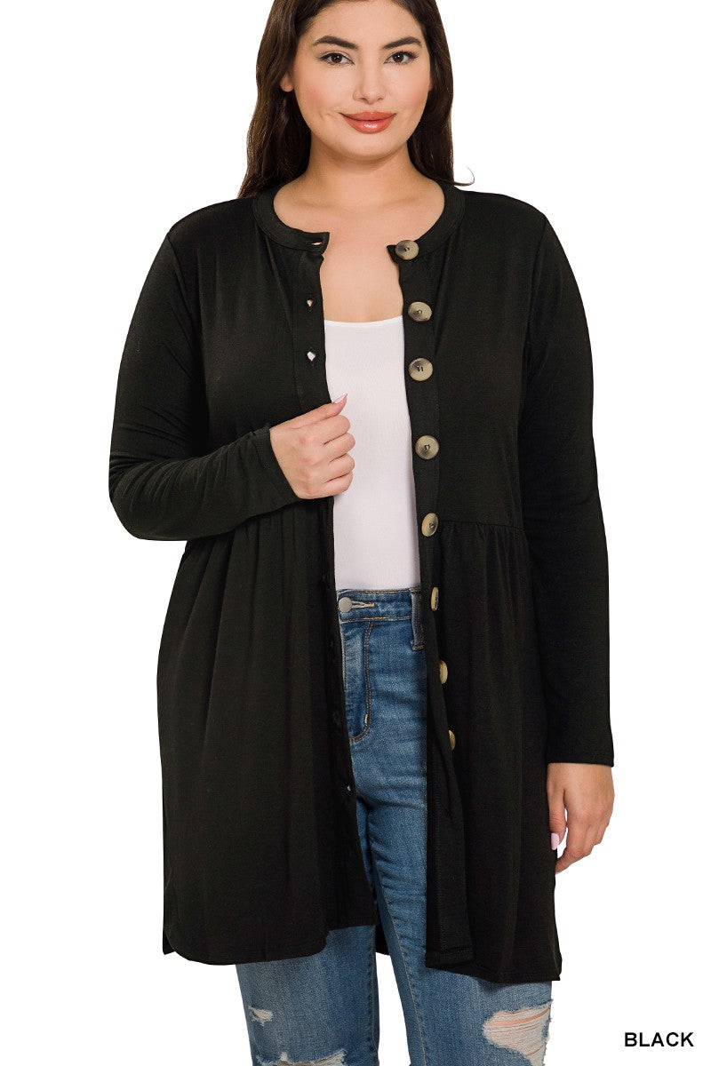 BUTTONED CARDIGAN W/ SIDE POCKETS