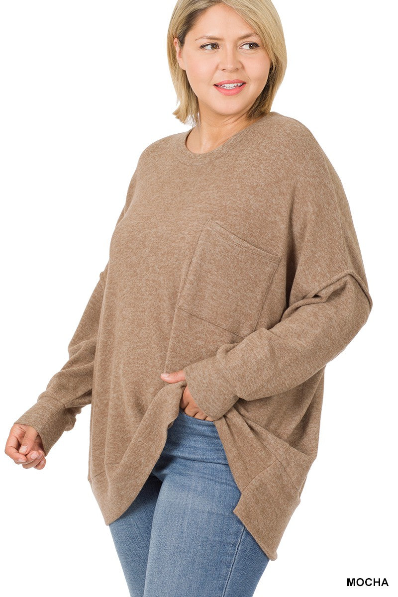 Brushed Melange Drop Shoulder SHOULDER OVERSIZED SWEATER