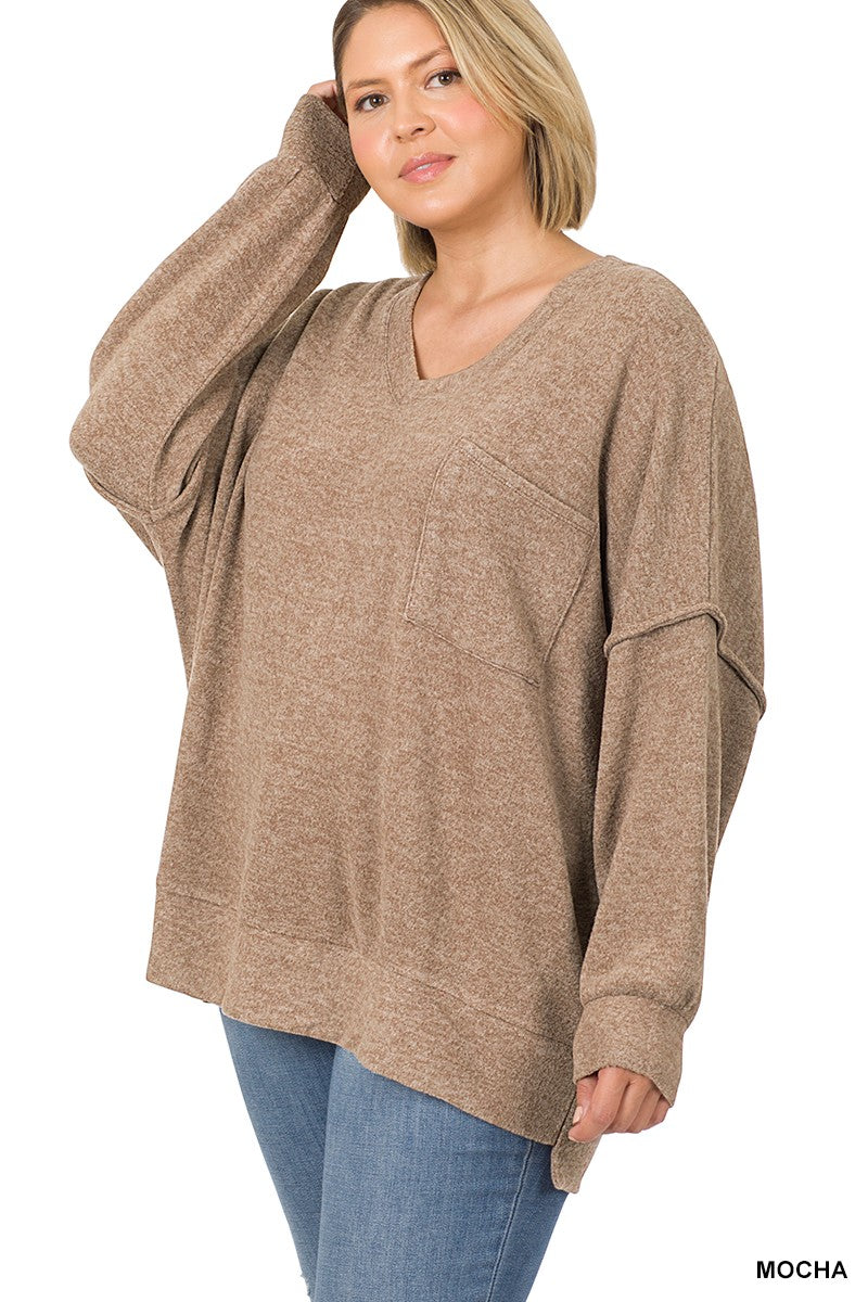 Brushed Melange Drop Shoulder SHOULDER OVERSIZED SWEATER