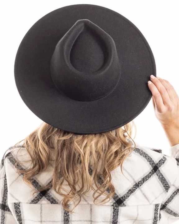 Black Wide Brim Felt Hat