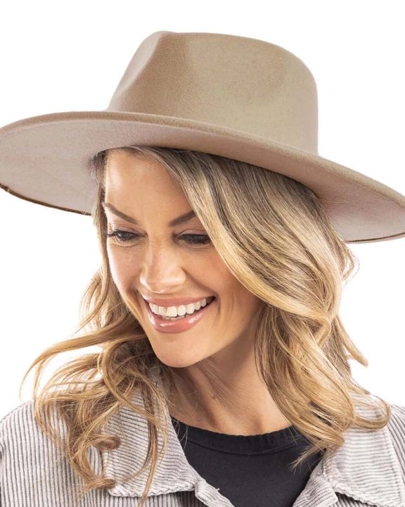 Tan Wide Brim Felt Hat