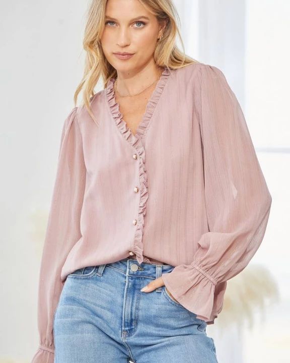 Mauve Blouse with Gold Accents