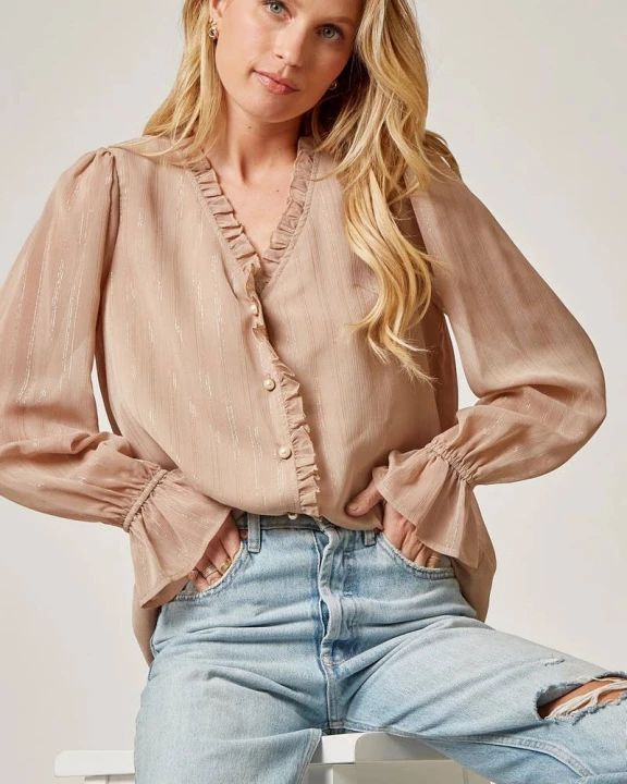 Mauve Blouse with Gold Accents