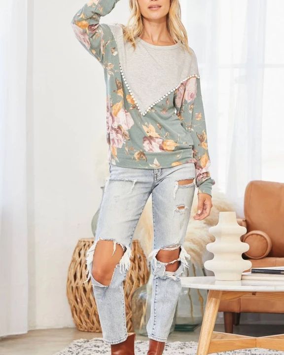 FLORAL KNIT TUNIC TOP