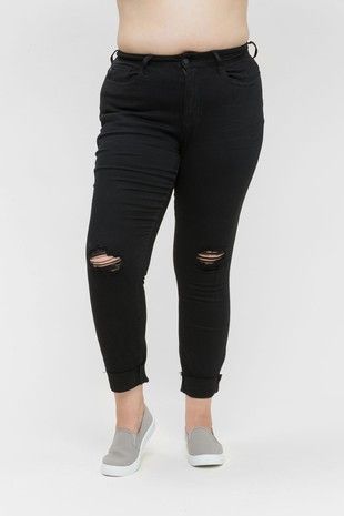 JUDY BLUE Black Mid- Rise Slim Fit