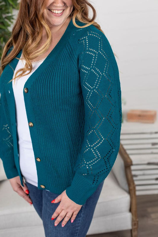 Beverly Button Cardigan | Teal Blue