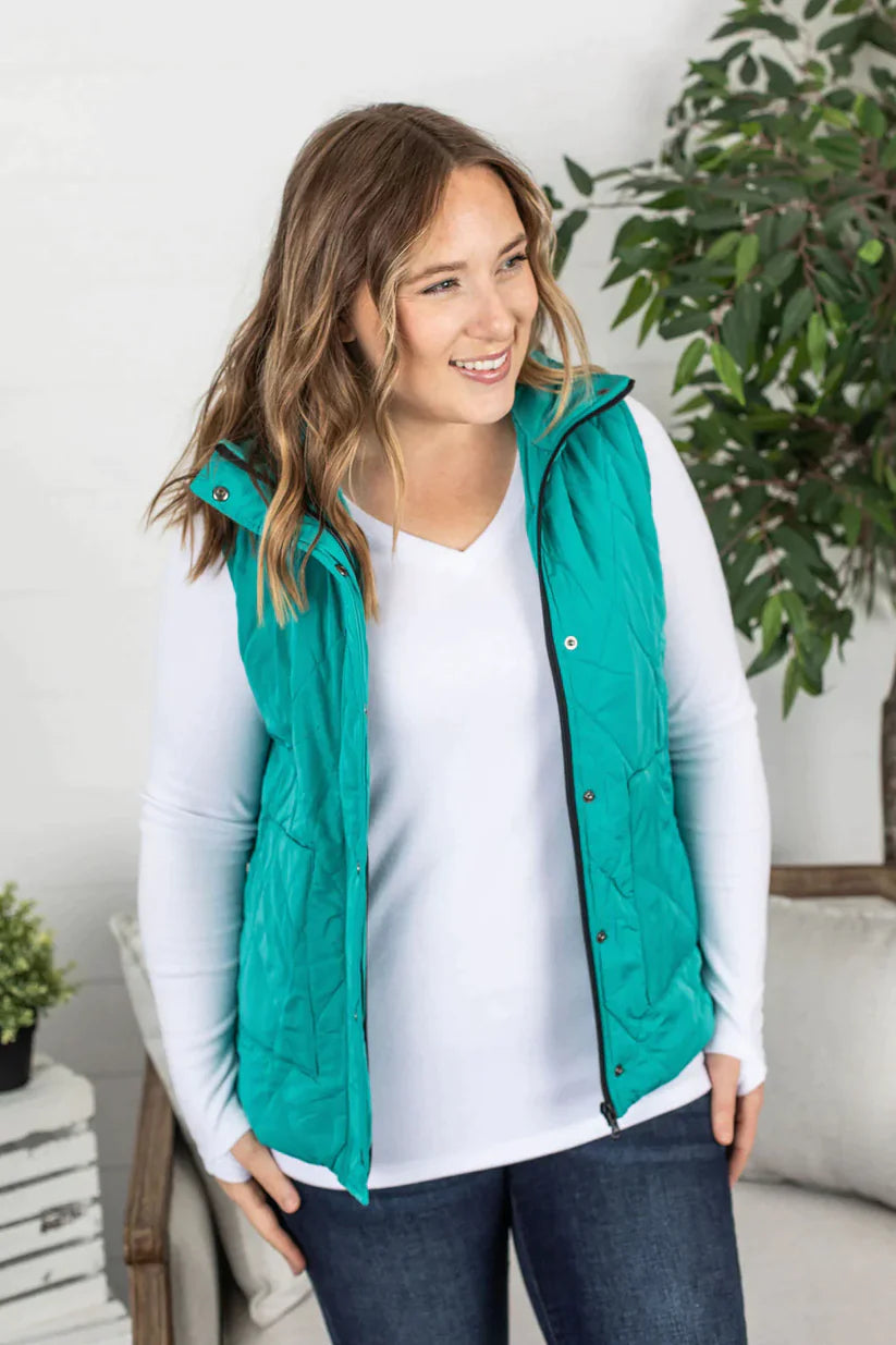 Remy Zip Up Vest | Bright Aqua