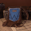 Wrangler Leather Fringe Jean Denim Pocket Crossbody