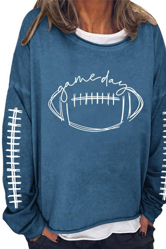 WOMEN FOOTBALL GAMEDAY LOOSE FIT PULLOVER: HEATHERED BLUE