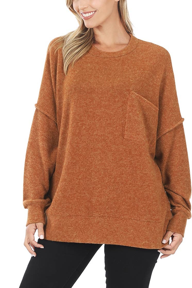 Brushed Melange Drop Shoulder SHOULDER OVERSIZED SWEATER