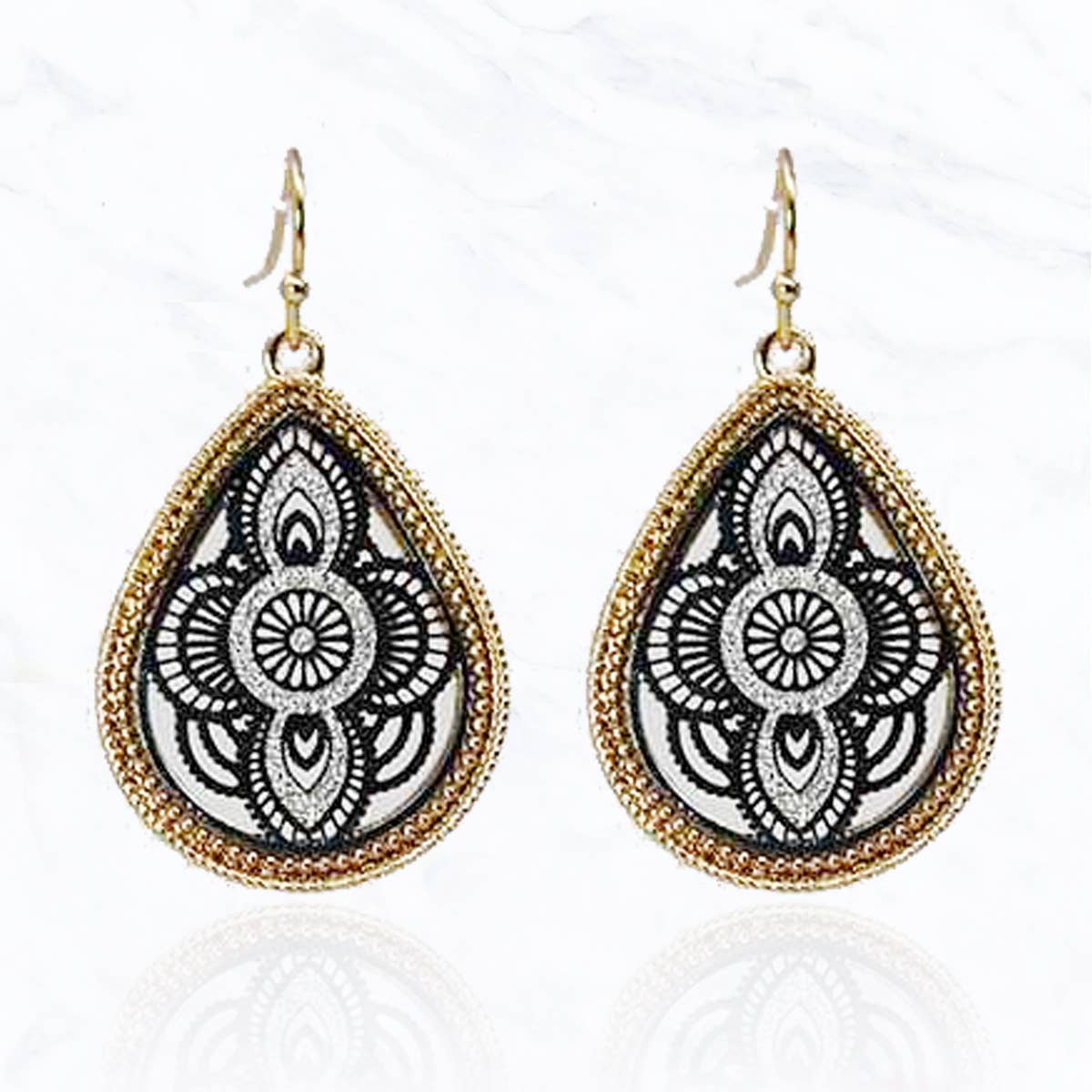 Teardrop Filigree Casting Earrings - GOLD