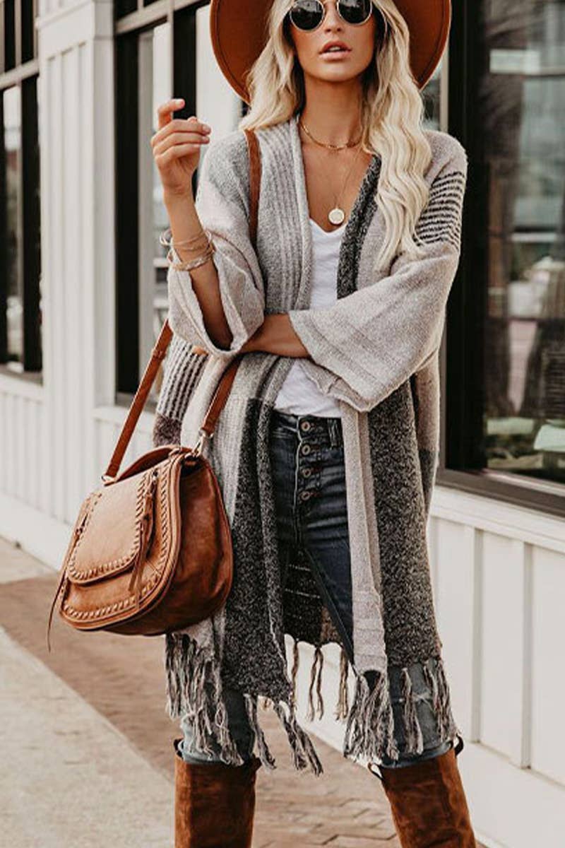 TASSEL HEM BOHEMIAN CARDIGAN