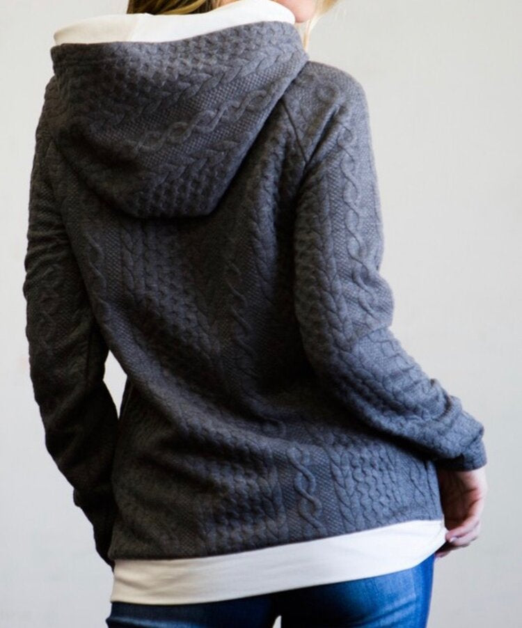 The AMANDA - Textured Knit Hoodie