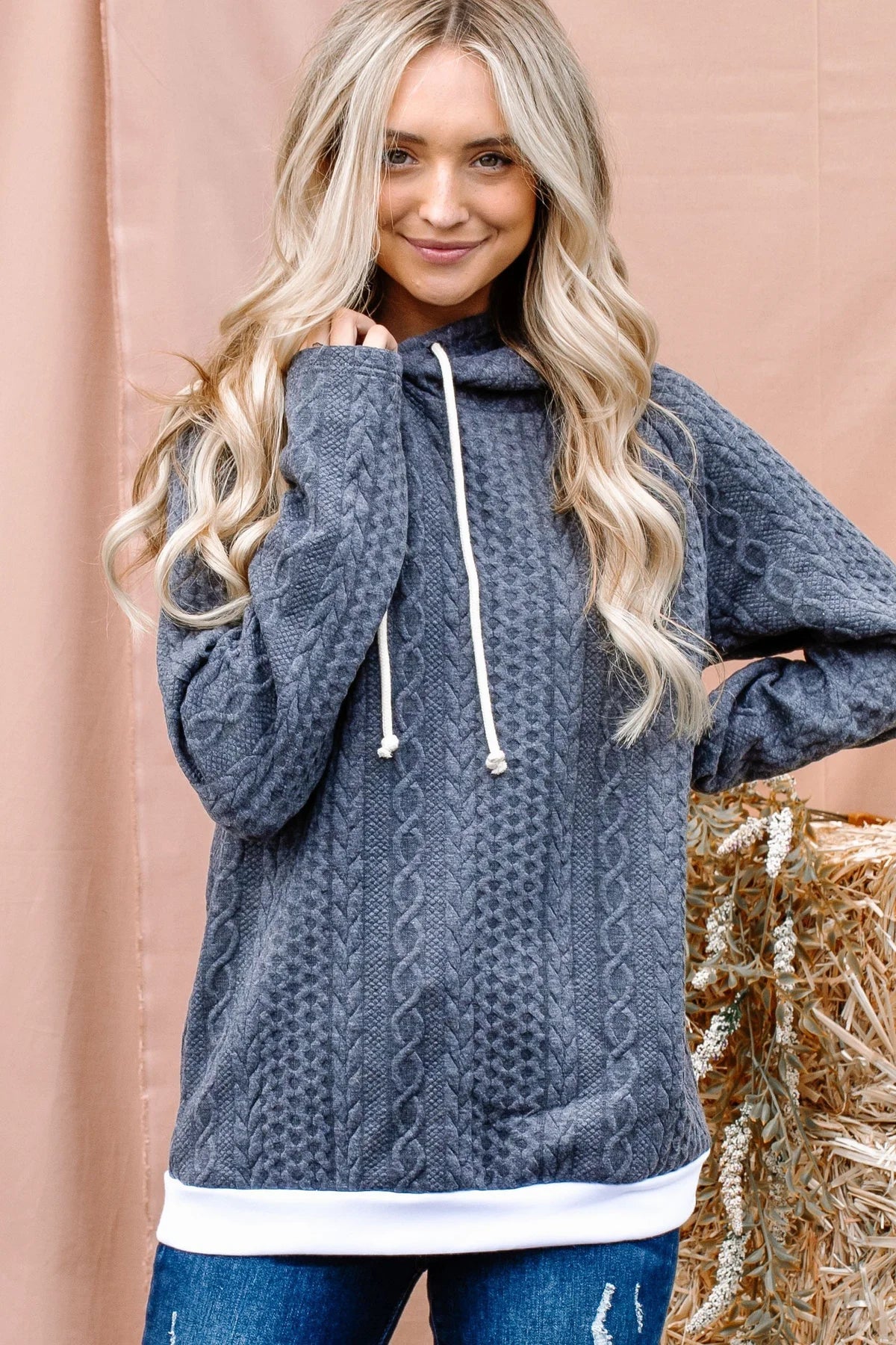 The AMANDA - Textured Knit Hoodie