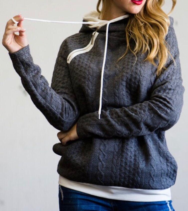 The AMANDA - Textured Knit Hoodie