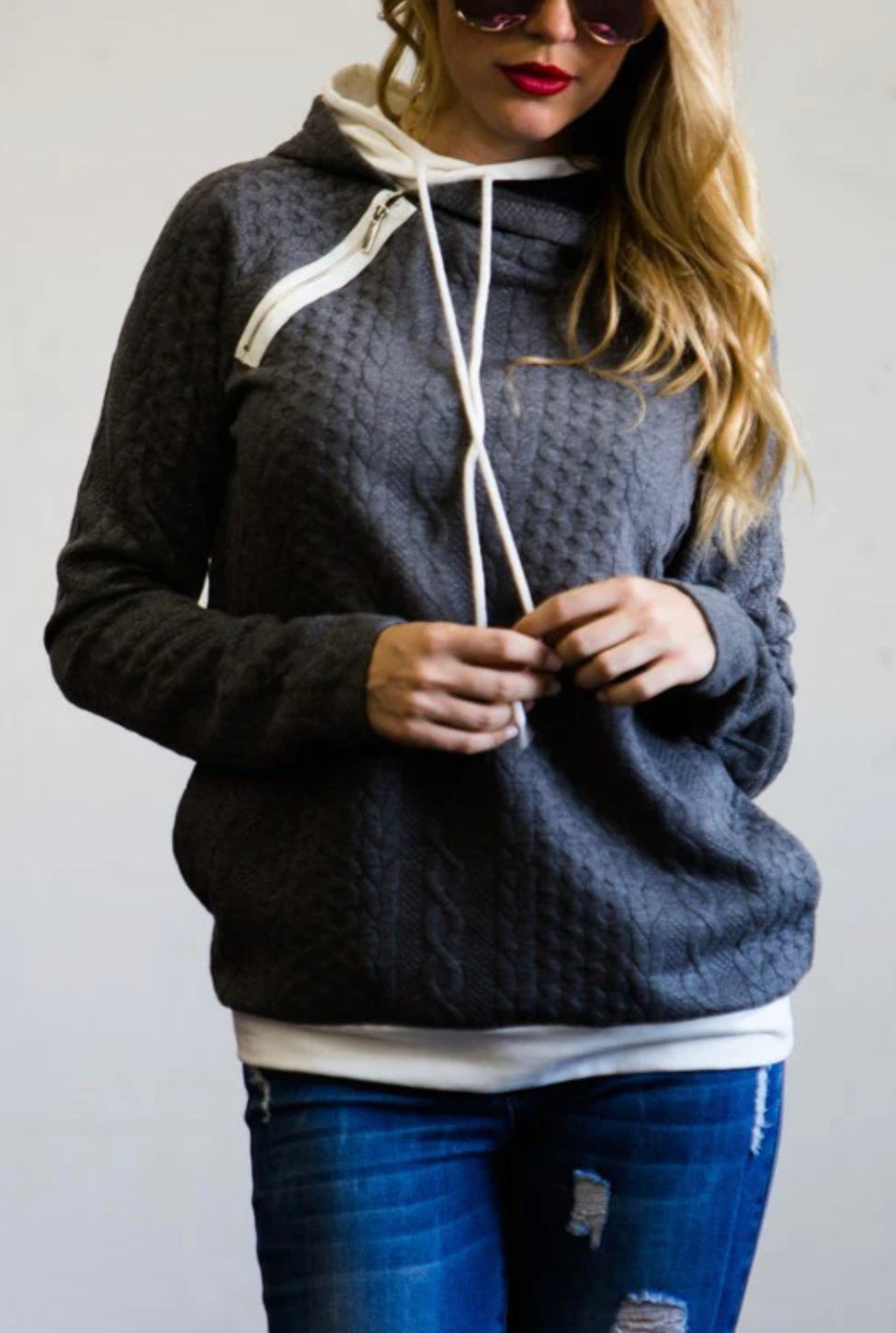 The AMANDA - Textured Knit Hoodie